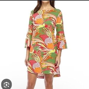 NWT Crown & Ivy Women's Green and Orange Floral Dress, Sz XXL